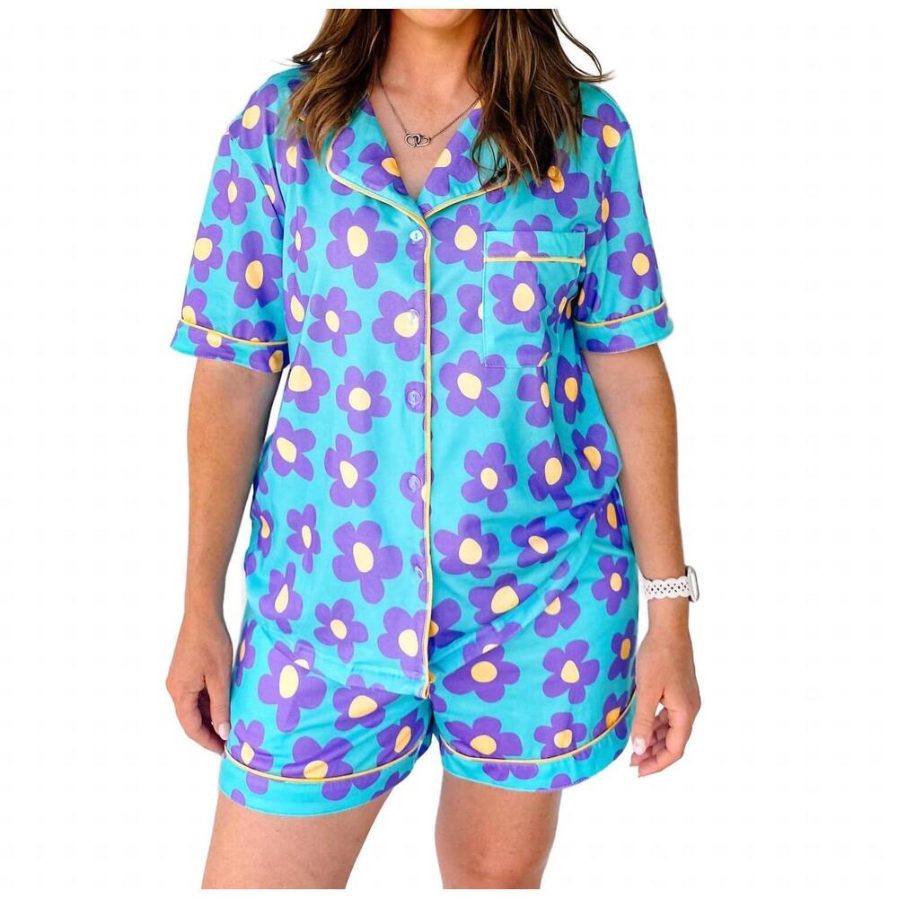 NEW JUNIPER BLVD flower pajama set in blue